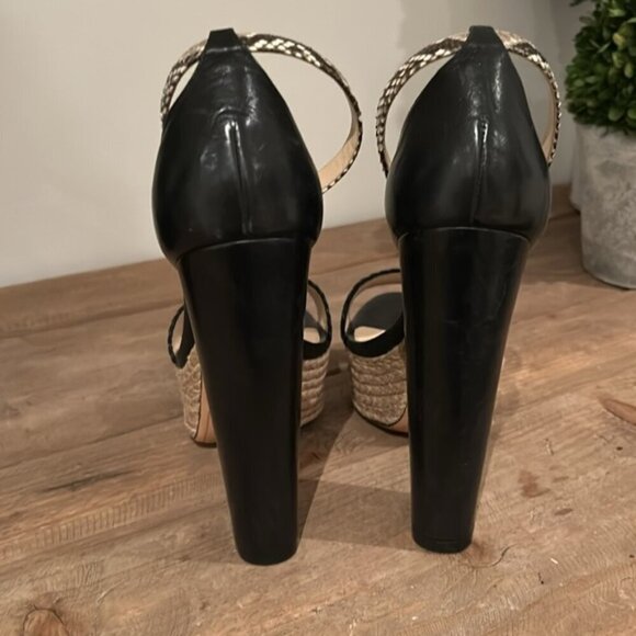 ALEXANDRE BIRMAN ALICIA BRAIDED PLATFORM SANDALS - BLACK-NATURAL 41 - Picture 11 of 13